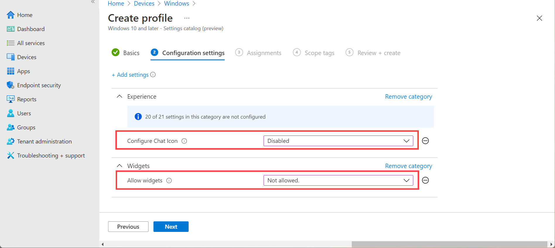 Assigning Windows 11 taskbar policy to groups in Intune
